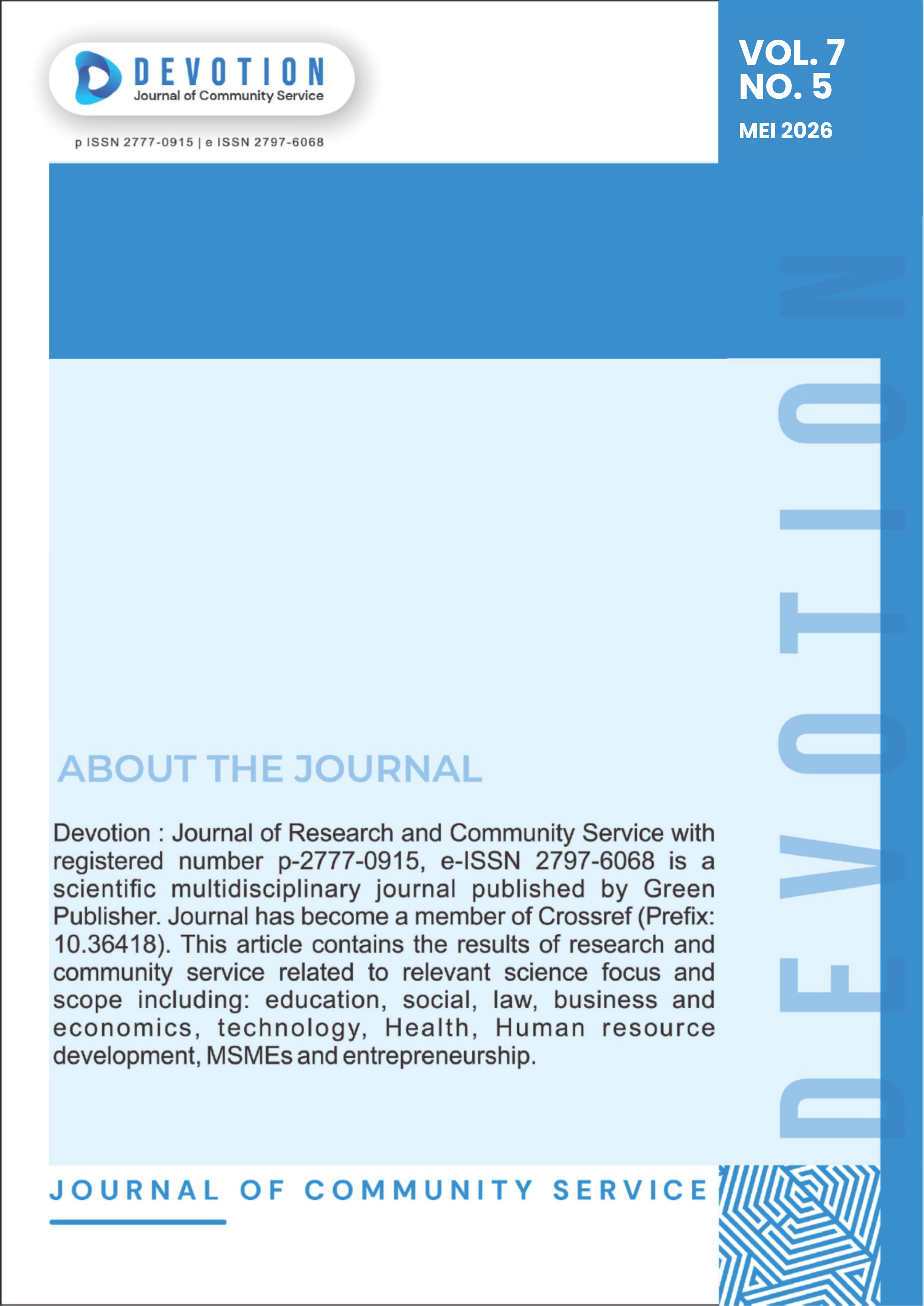 					View Vol. 7 No. 5 (2026): Devotion: Journal of Community Research
				