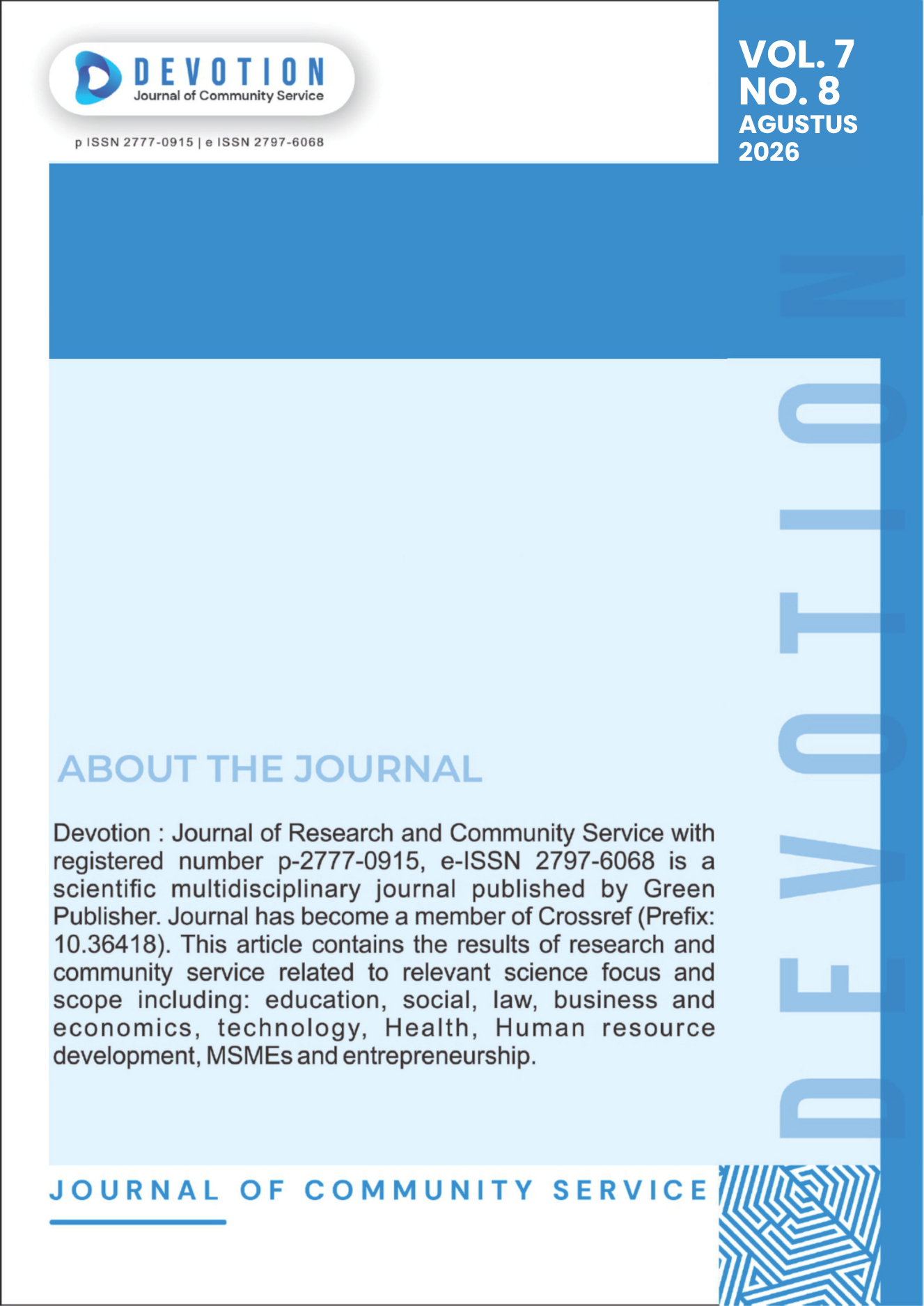 					View Vol. 7 No. 8 (2026): Devotion: Journal of Community Research
				